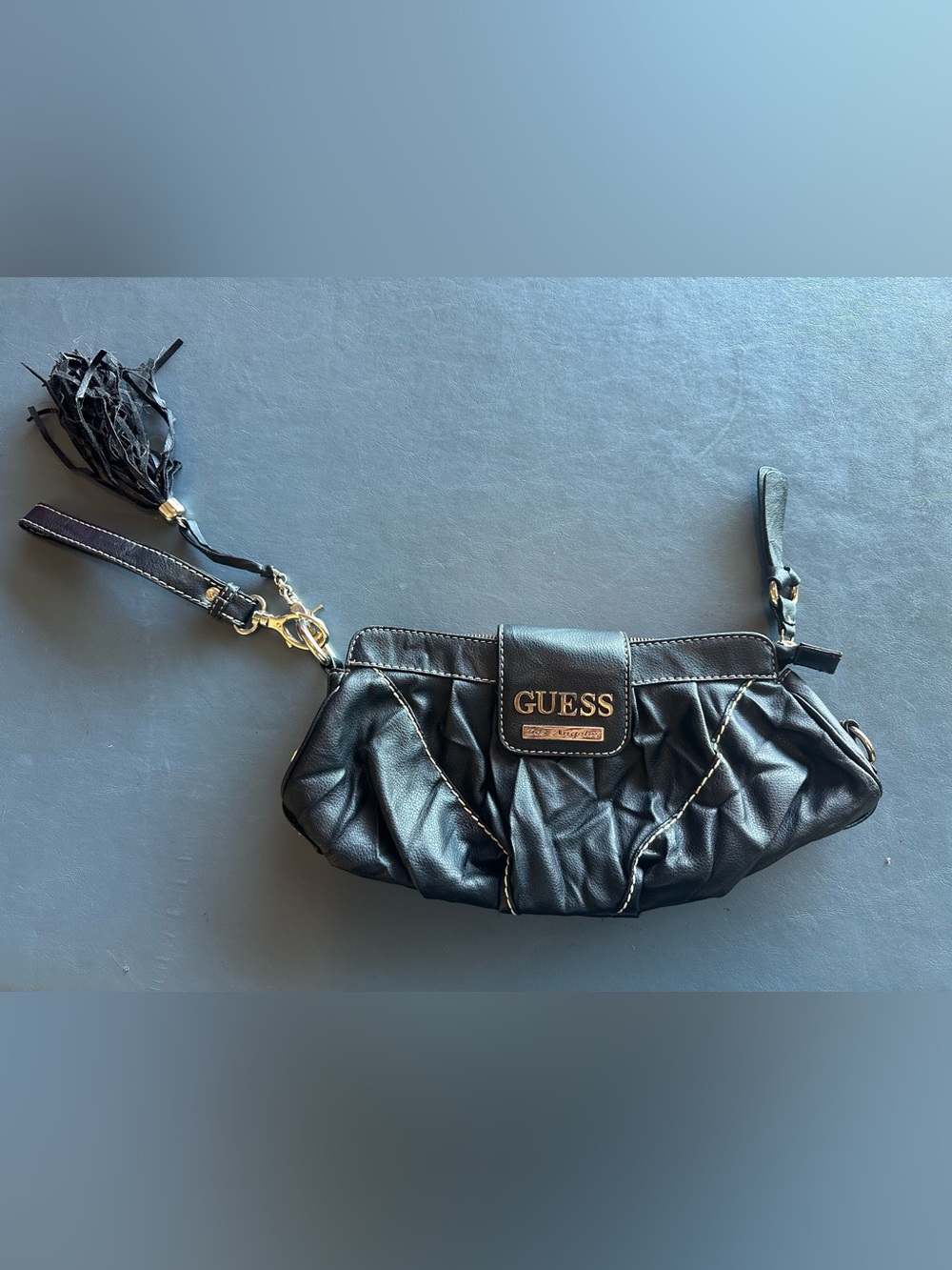 Guess Black Wristlet with Gold Logo